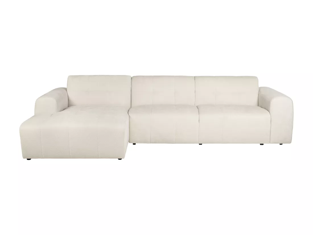 Canapé d'angle gauche en tissu texturé blanc ivoire FRISALO de Pascal Morabito