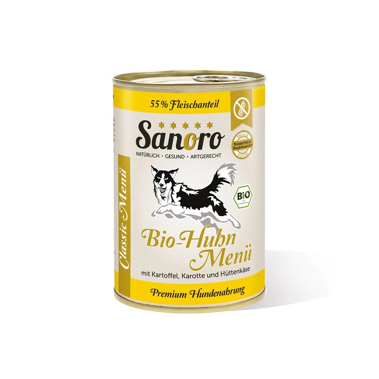 Sanoro Menü Classic vom Bio-Huhn mit 55 % Fleischanteil - 12x400g