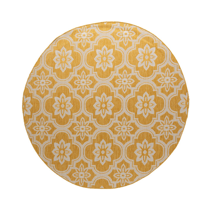 Rond buitenkleed - Rio Flower Geel