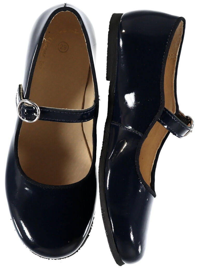 Babies cuir verni marine enfant fille