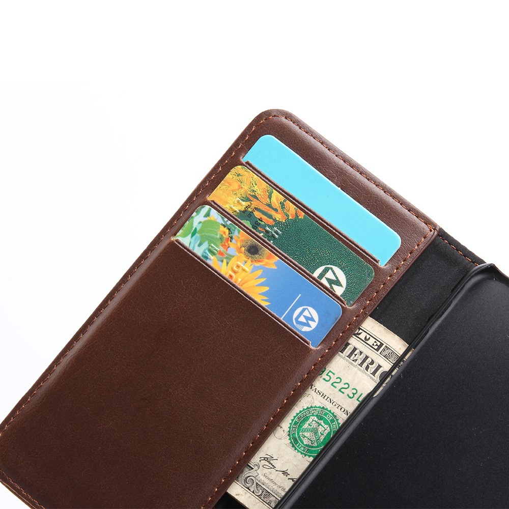 iPhone SE (2022/2020) / 8 / 7 Leder Tasche Flipcover Wallet mit Kartenfächern - Dunkelbraun