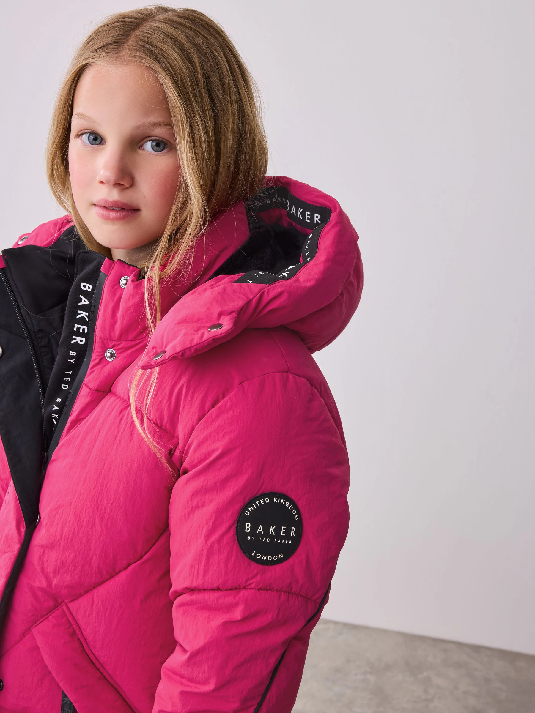 Roze - Baker by Ted Baker meisjes regenbestendige gewatteerde lange jas