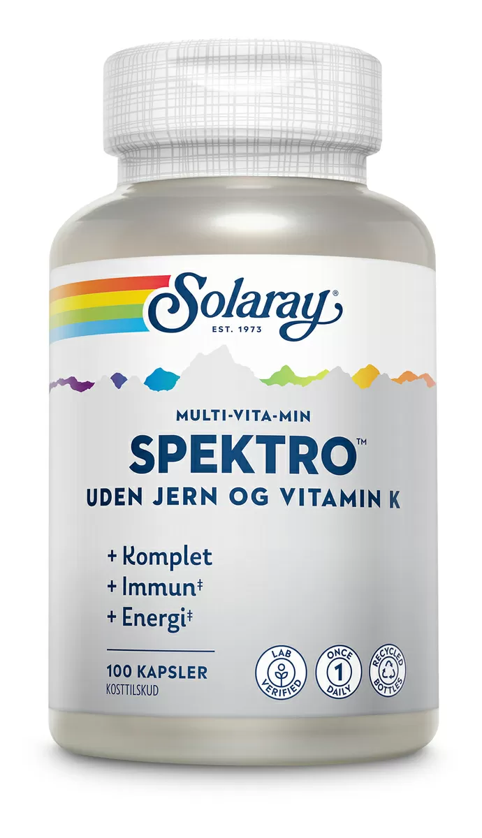 Solaray Spektro Multi-Vita-Min u. jern og K - 100 kaps.