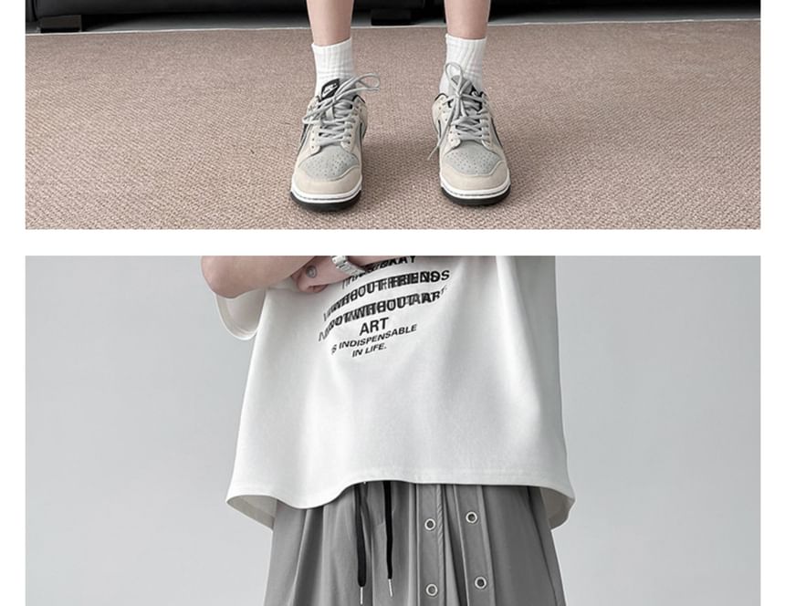 purplelouve - Mid Rise Plain Grommet Shorts