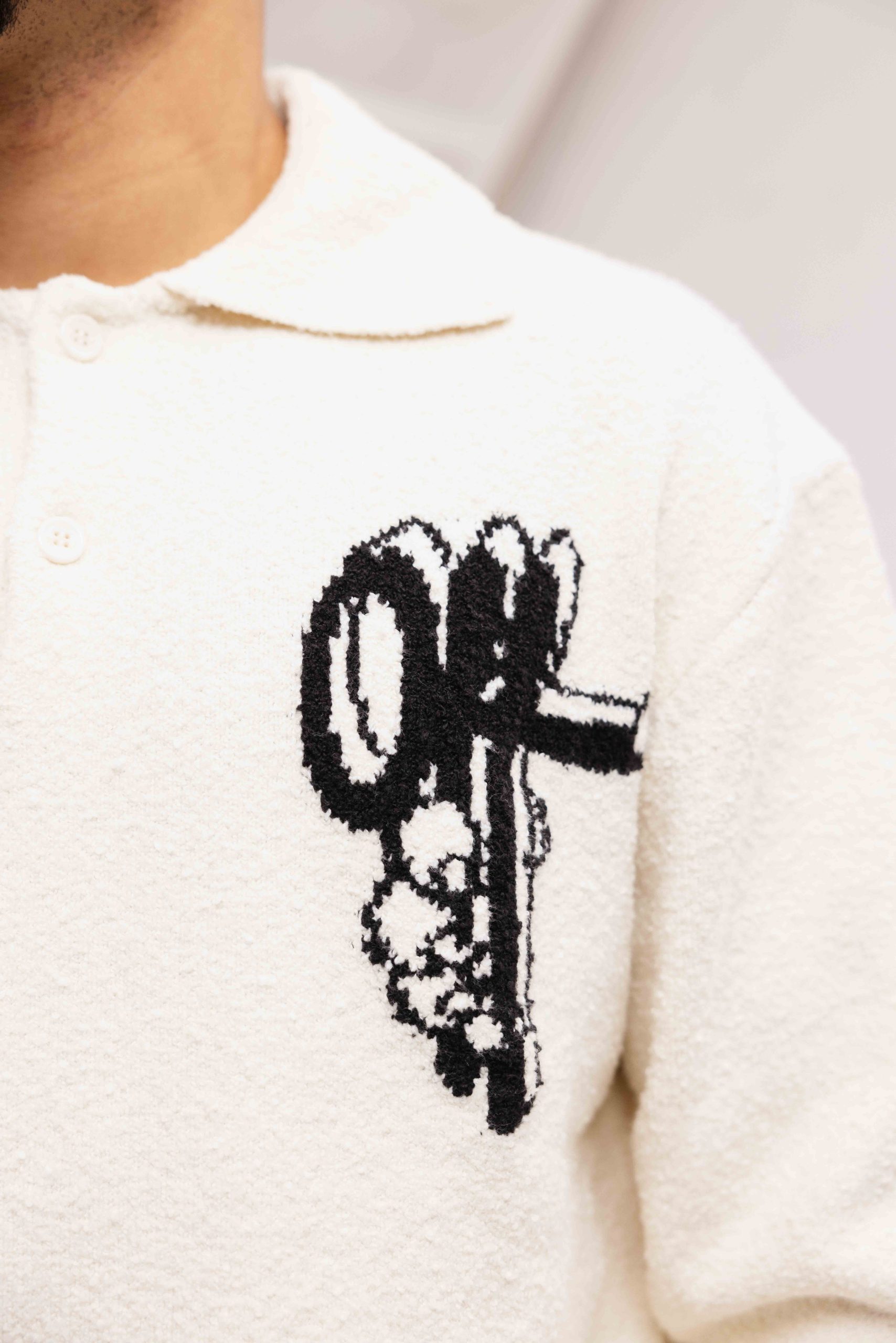 Off The Pitch Boucle Grip Sweater Heren Gebroken Wit