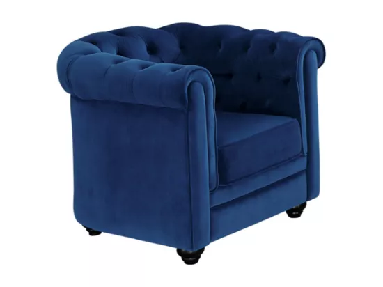 Lot de 2 Fauteuils CHESTERFIELD - Velours bleu roi