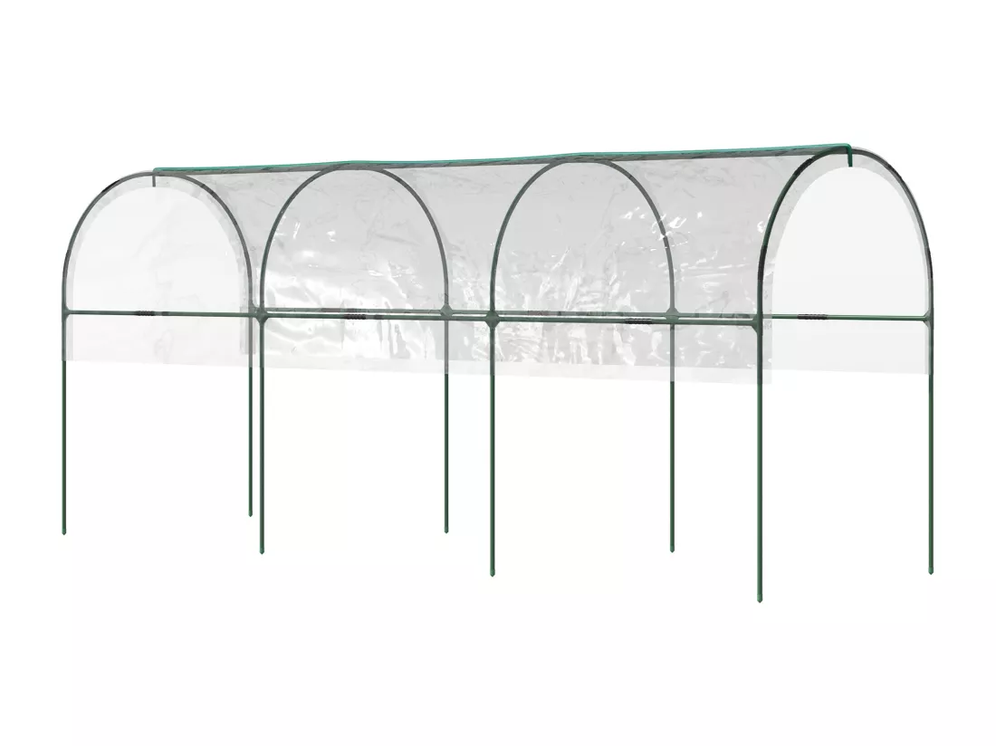 Serre de jardin serre à tomates dim. 4L x 1,23l x 1,71H m acier thermolaqué vert PVC haute densité transparent