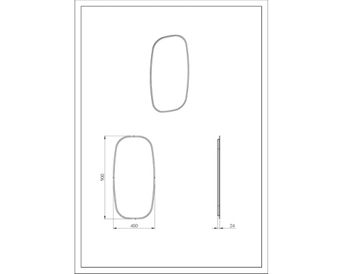 Jungborn LED-spiegel met lijst, diamant, bxhxd 45x90x2,4 cm, goud