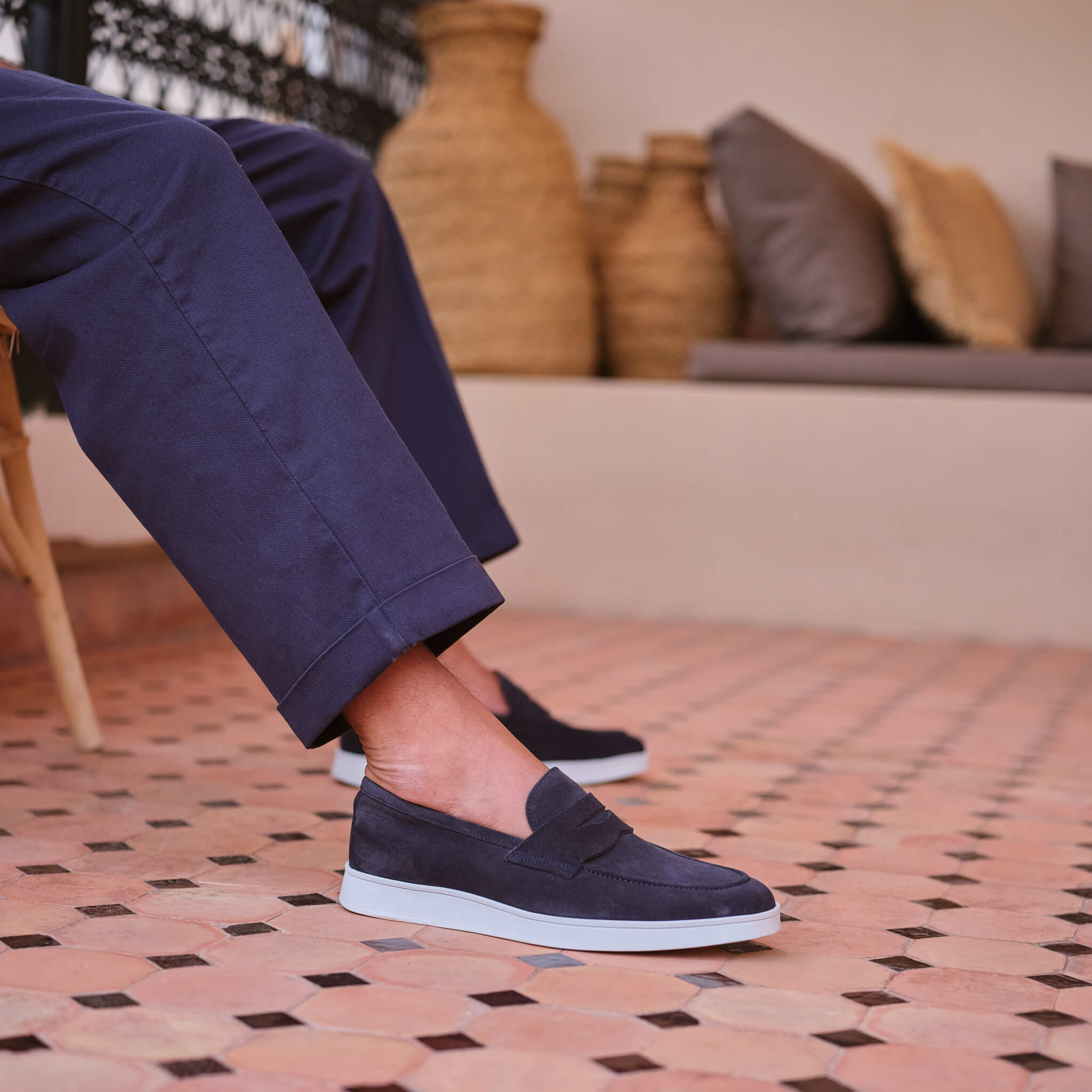 Misha-Mocassin en veau velours marine