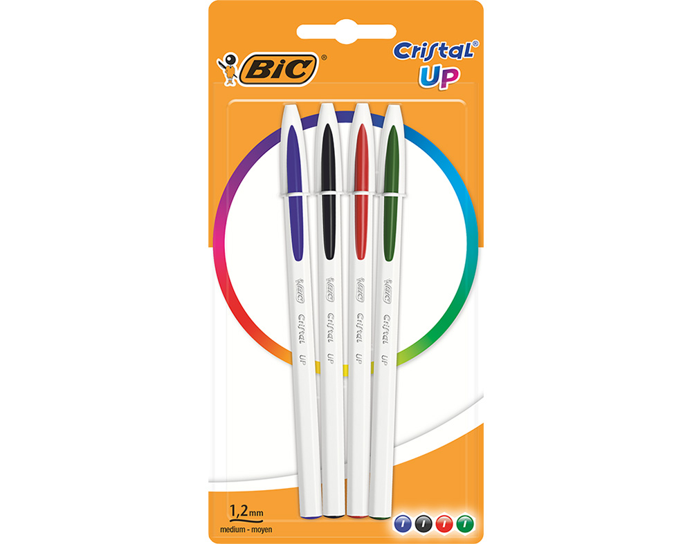 ESFEROGRÁFICAS CRISTAL BIC UP CORES TRADICIONAIS 4 UNIDADES