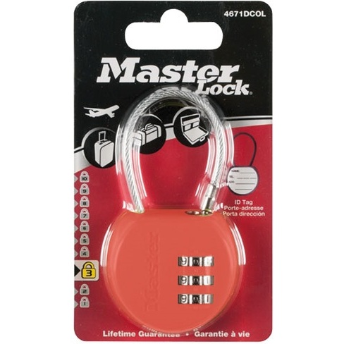 Cadenas à combinaison - porte adresse - 42 mm - anse de 44 mm - coloris ass