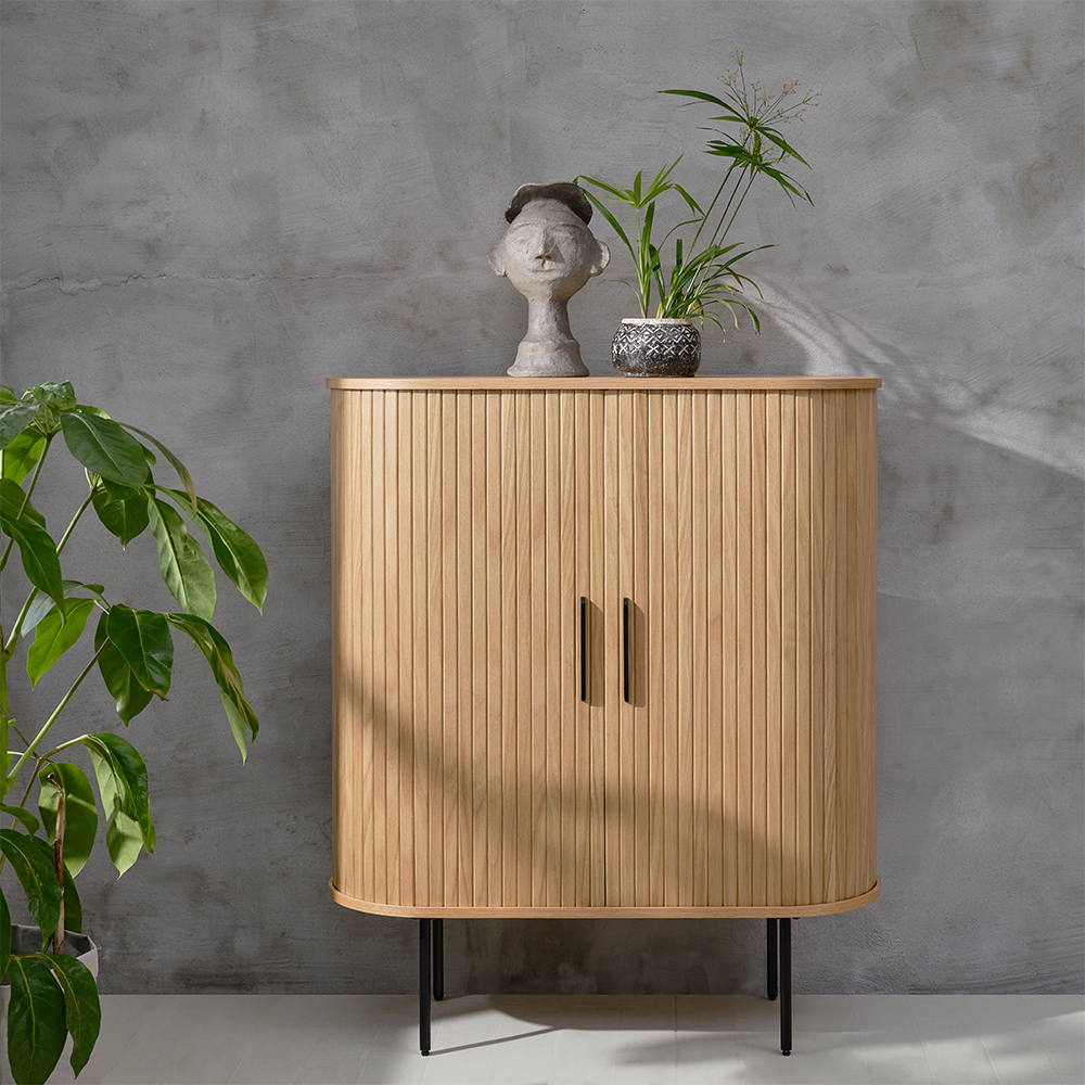 Houten opbergkast Lenn Zwart eiken