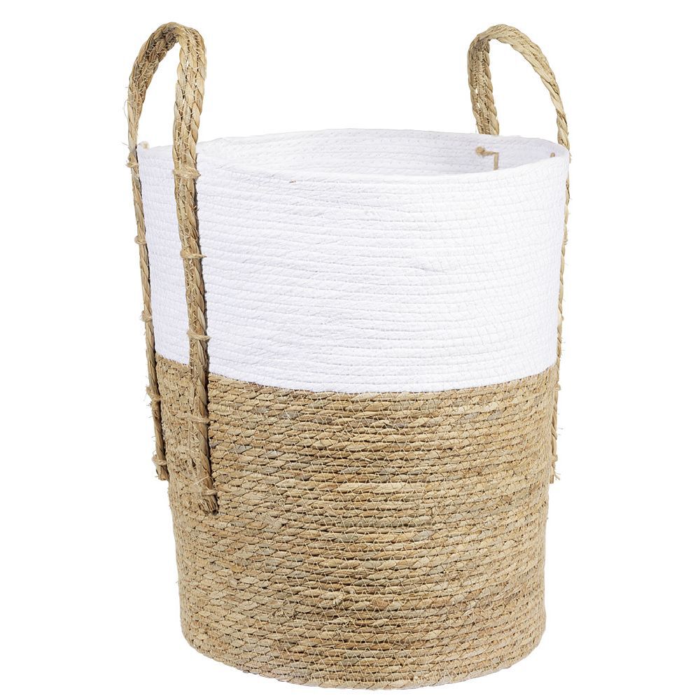 Panière ronde blanc naturel Ø40xH50 cm