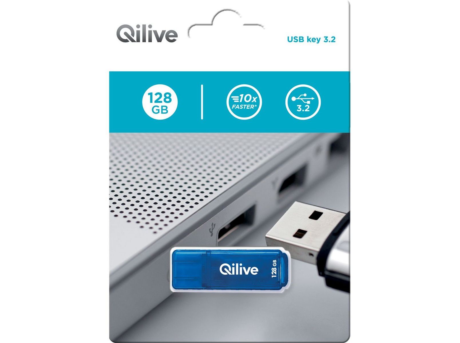 MEMÓRIA USB QILIVE A309510 AZUL 3.0 128GB