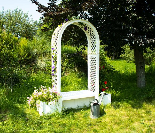 KHW Kunststoff-Gartenbank mit Rosenbogen