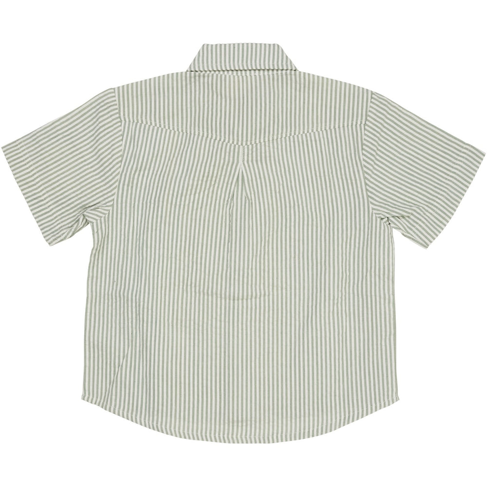 Køb COPENHAGEN COLORS Green W Cream Stripe Seersucker Ss Skjorte