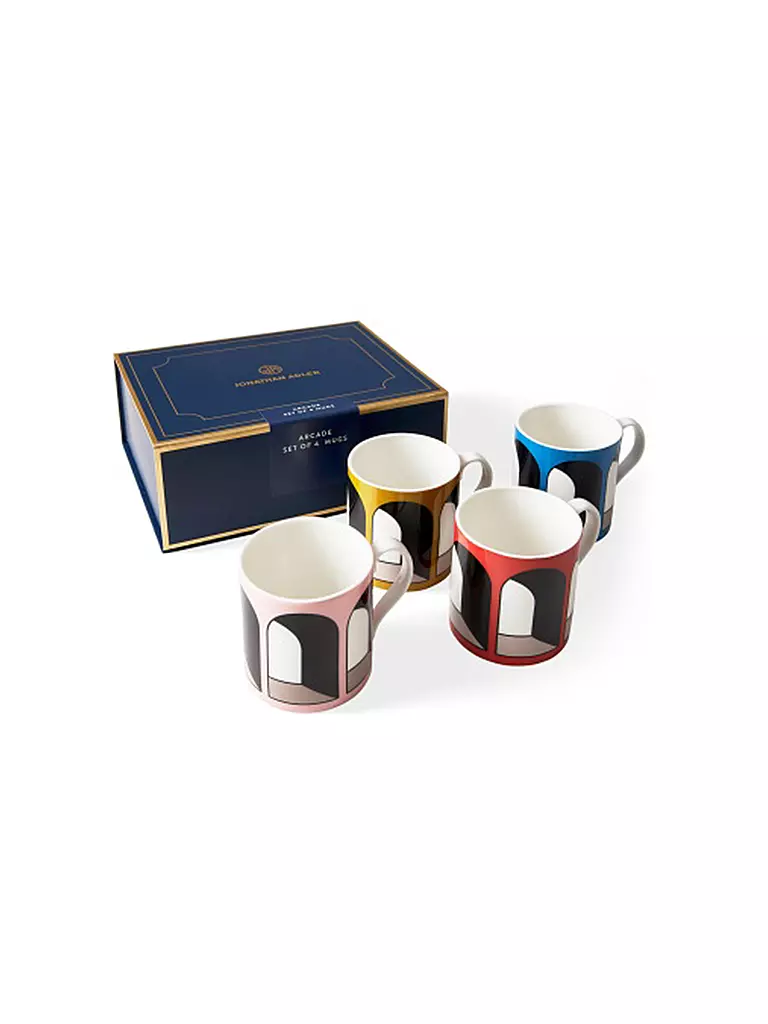 JONATHAN ADLER Henkelbecher 4-er Set ARCADE 350ml Multi bunt