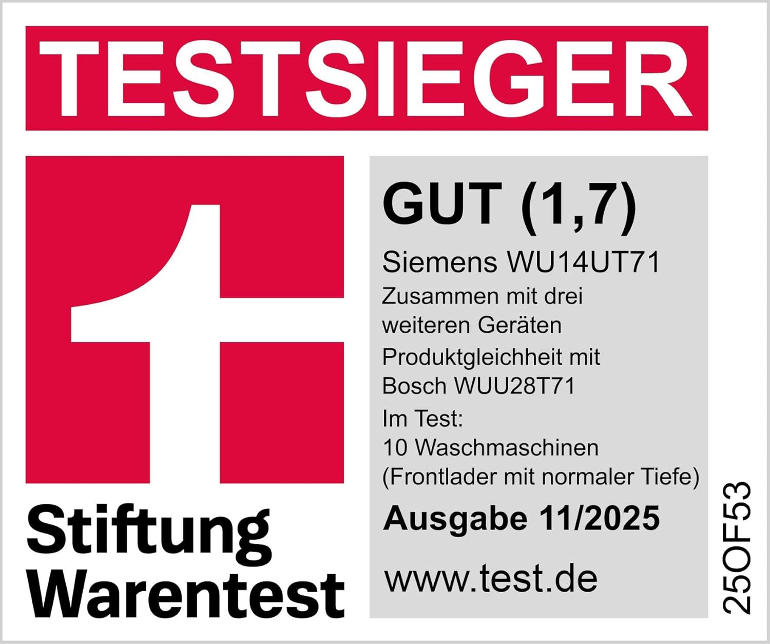 Siemens WU14UT71, Stiftung Warentest Testsieger*, iQ500, Unterbau-Waschmaschine 8 kg, 1400 UpM, Antiflecken-System, smartFinish für weniger Bügeln, Schneller Waschen mit speedPack L, Nachlegefunktion