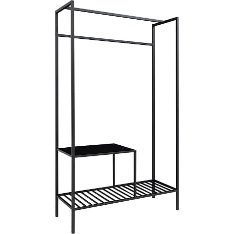 Vita garderobestativ med 2 hylder - sort