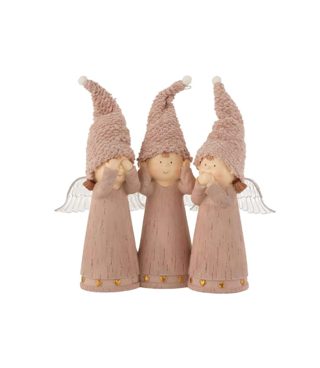 Paris Prix - Statuette Déco Led 3 Anges 28cm Rose