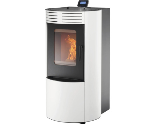 Rowi Ovale stalen witte pelletkachel 9,5 kW incl. wifi en afstandsbediening