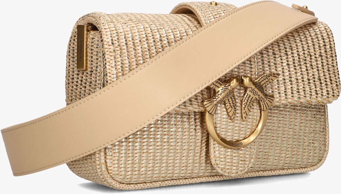 goudkleurig pinko schoudertas love one mini slouchy