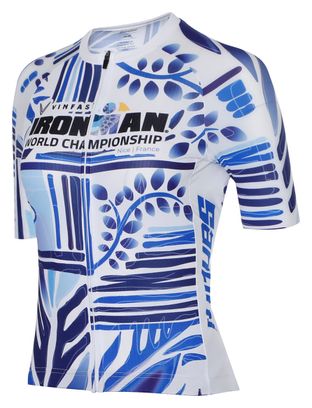 Maillot Manches Courtes Ironman x Santini Championnat du Monde Nice 2024 - Bleu/Blanc Femme