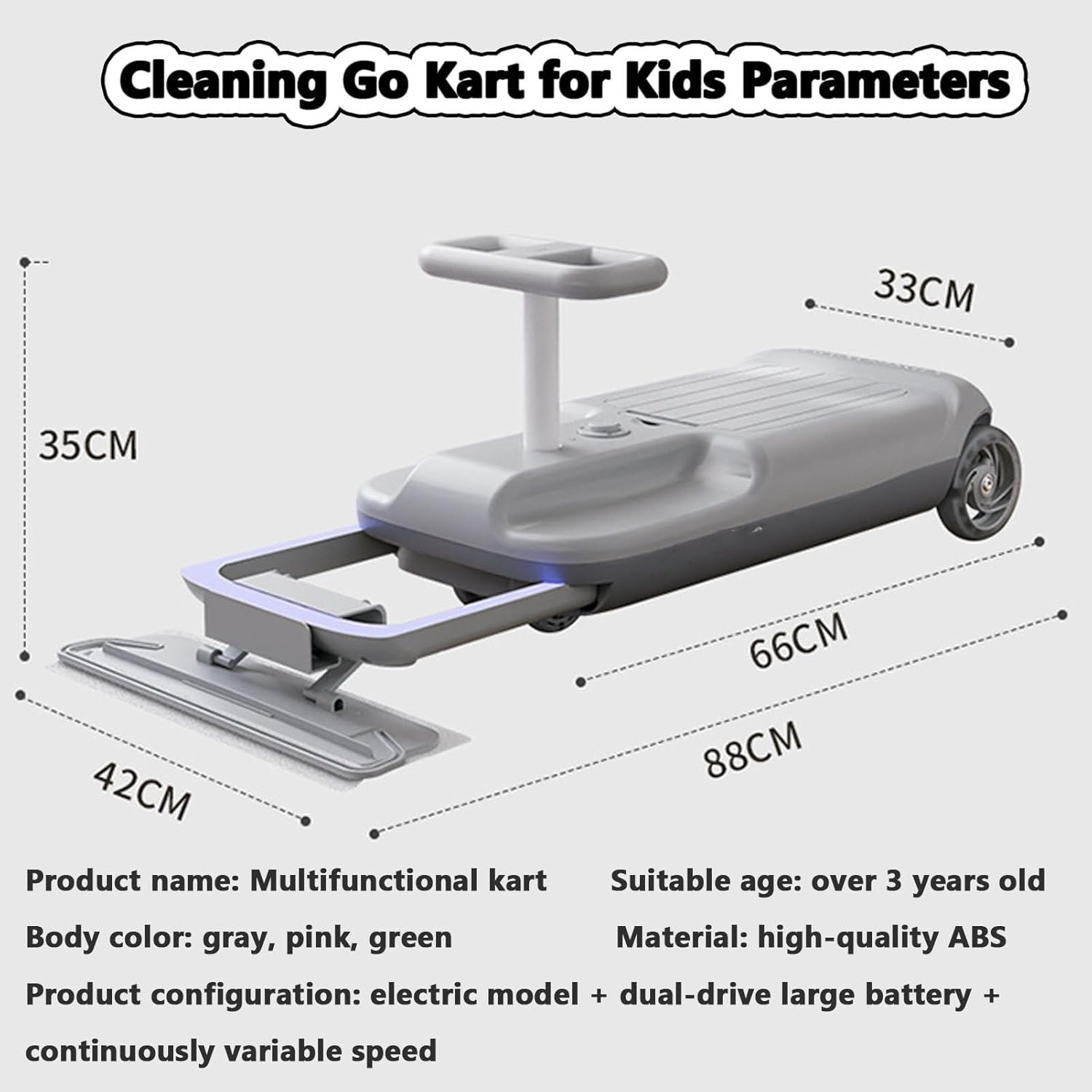 Kinder Go Kart 12V Clean Car verbessert Elektrokart Reinigung Go Kart Elektro -Wiggle -Auto mit Verlaufslicht, Drift Kart -Autos mit Lagerung