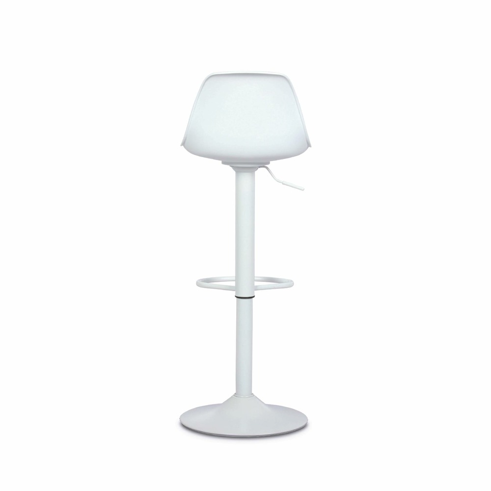 Lot de 2 tabourets de bar réglables 61.5/83.5cm - noah - simili cuir blanc - hauteur réglable. Repose-pieds