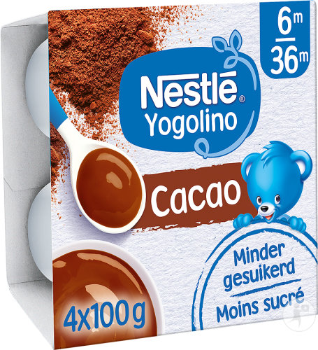Nestlé Yogolino Cacao Moins Sucré Bébés 6-36 Mois Pots 4x100g