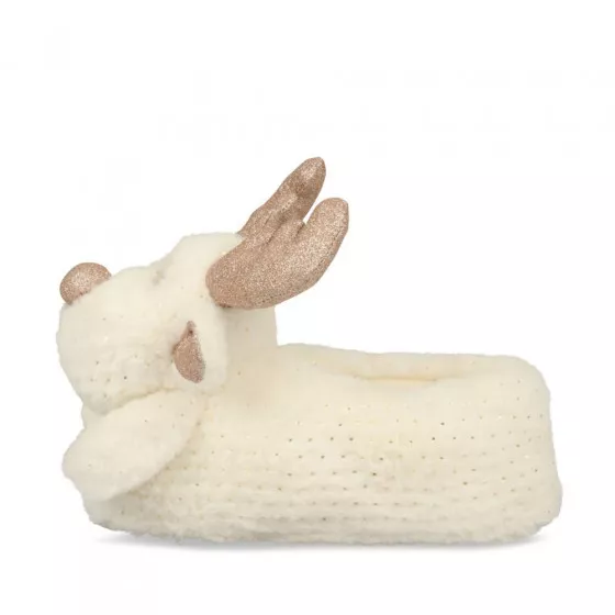 Chaussons peluche renne BLANC MERRY SCOTT