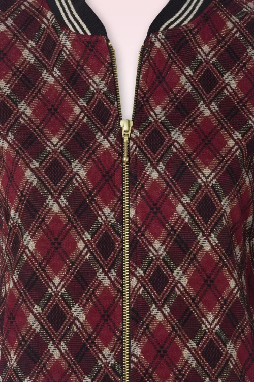 King Louie Bessie Riley Jacquard Bomber jasje in cabernet rood