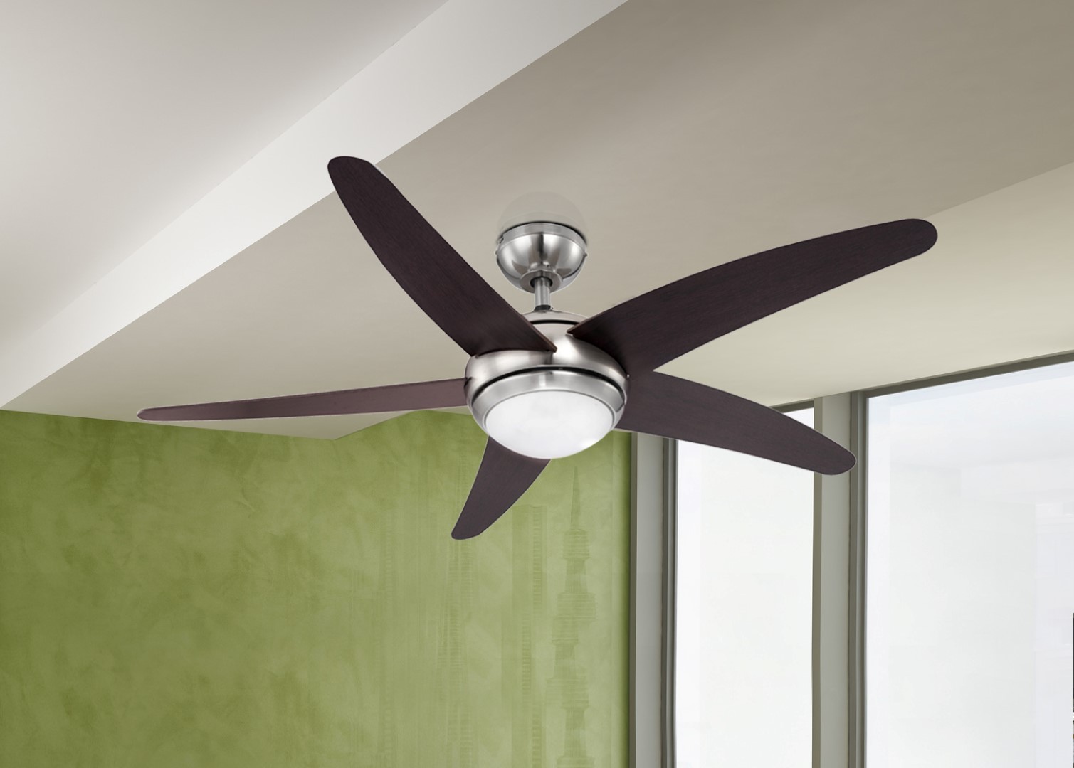 Deckenventilator - Nickel matt-Wenge - mit Licht