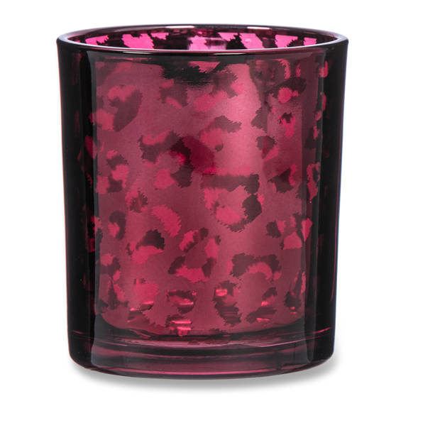 Blokker Theelichthouder Leopard - 10 cm - Roze
