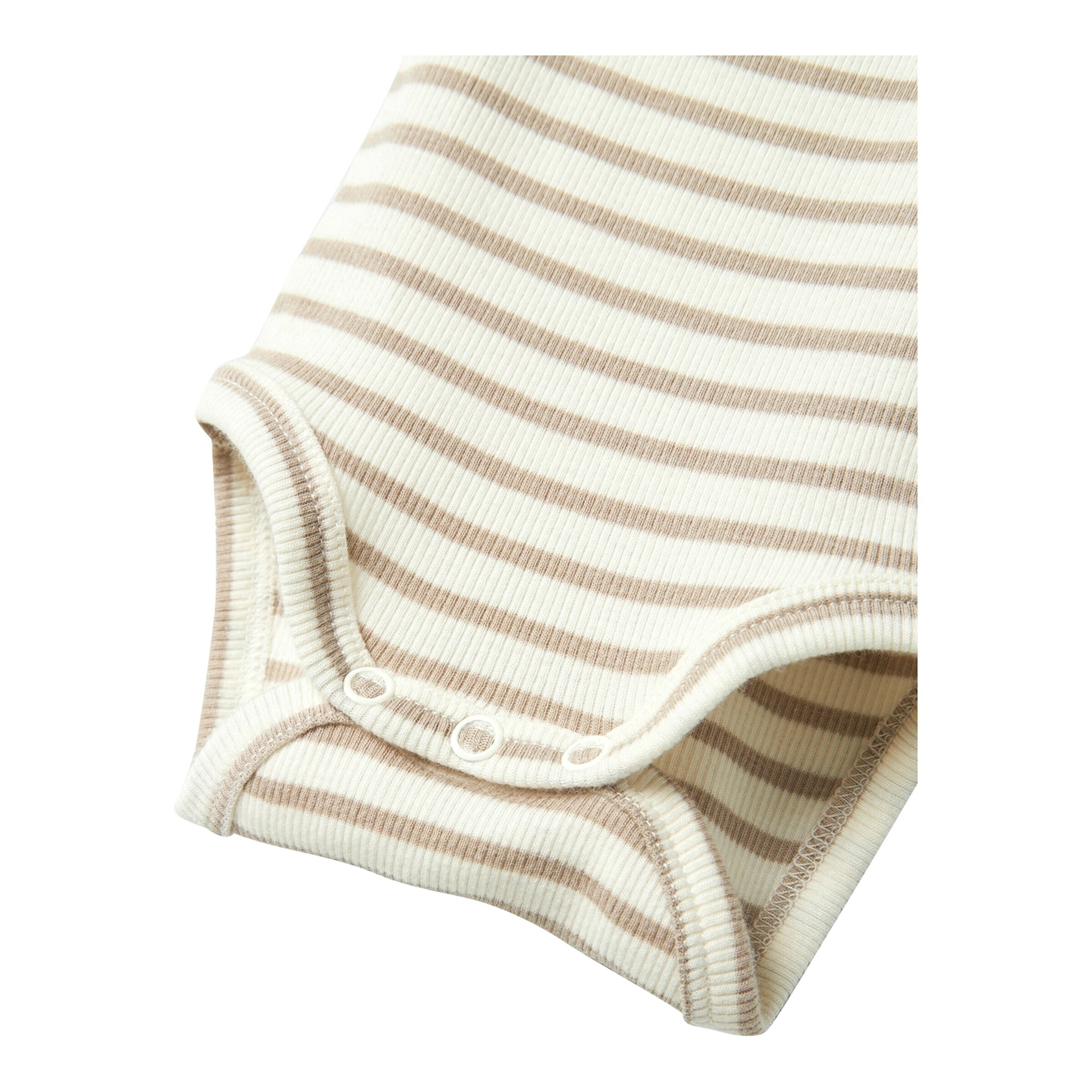 NAME IT Body kurzarm Ringel Rippqualität natur/beige