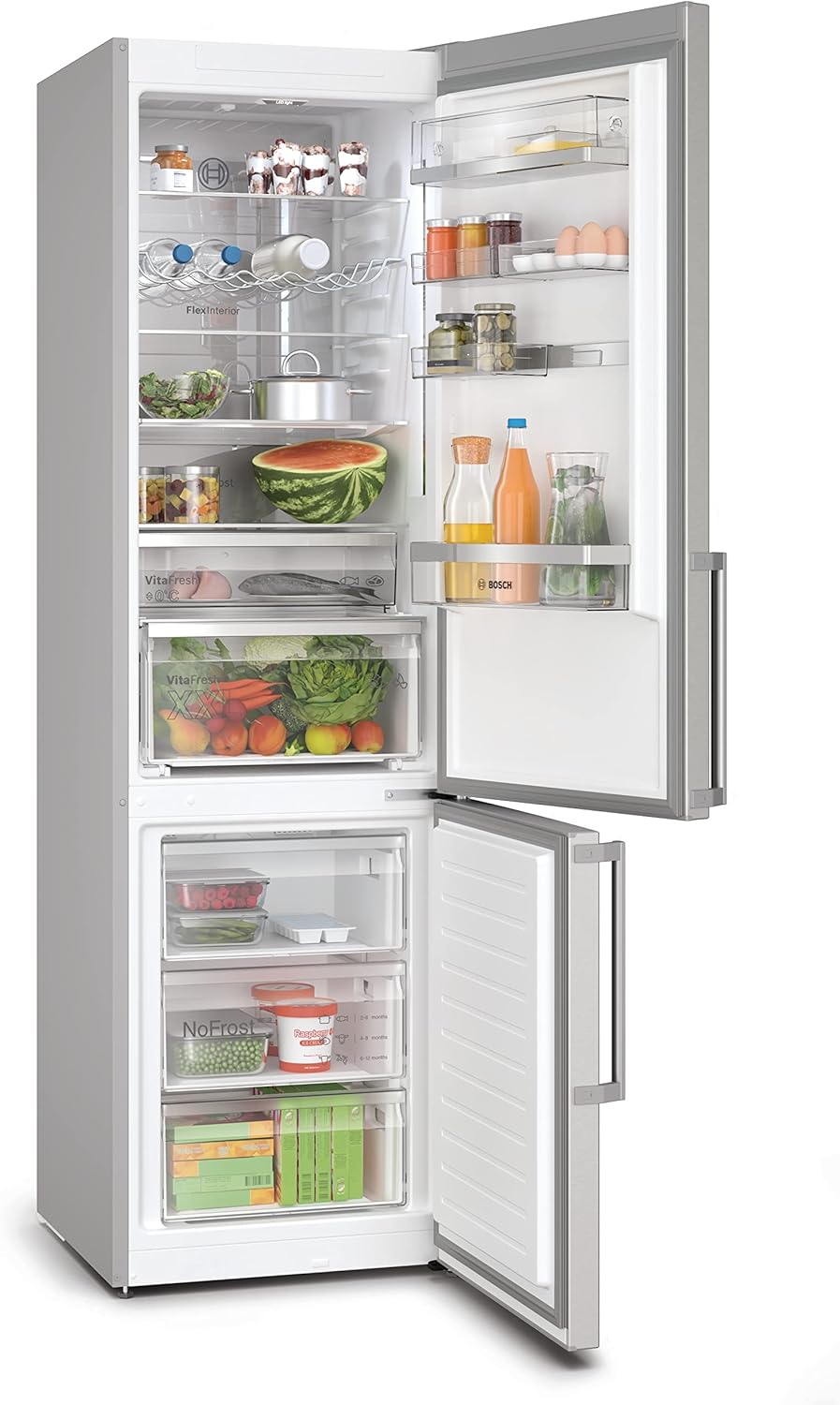 Bosch KGN39AIBT Serie 6 Kühl-Gefrier-Kombination, 203 x 60 cm, 260 L Kühlen + 103 L Gefrieren, VitaFresh XXL längere Frische, NoFrost nie wieder abtauen, SuperKühlen schnellere Kühlung