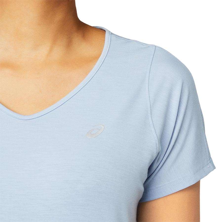 ASICS V-Neck Hardloopshirt Korte Mouwen Lichtblauw Dames