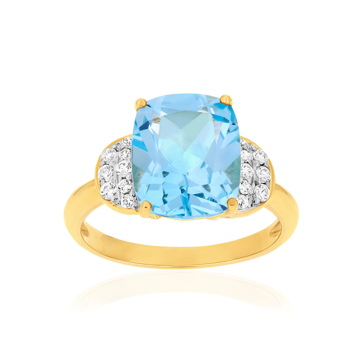 Bague or 375 2 tons topaze et zirconias