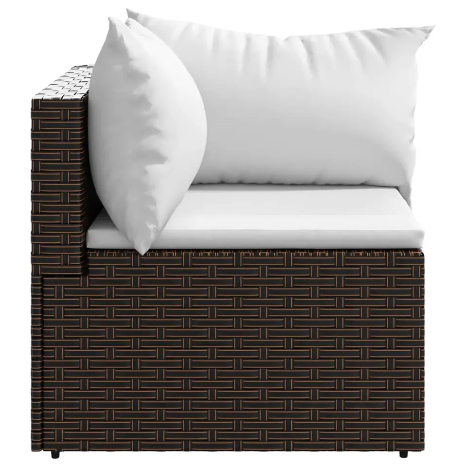 vidaXL - Tuinhoekbanken - Bruin - Poly rattan - Met kussens