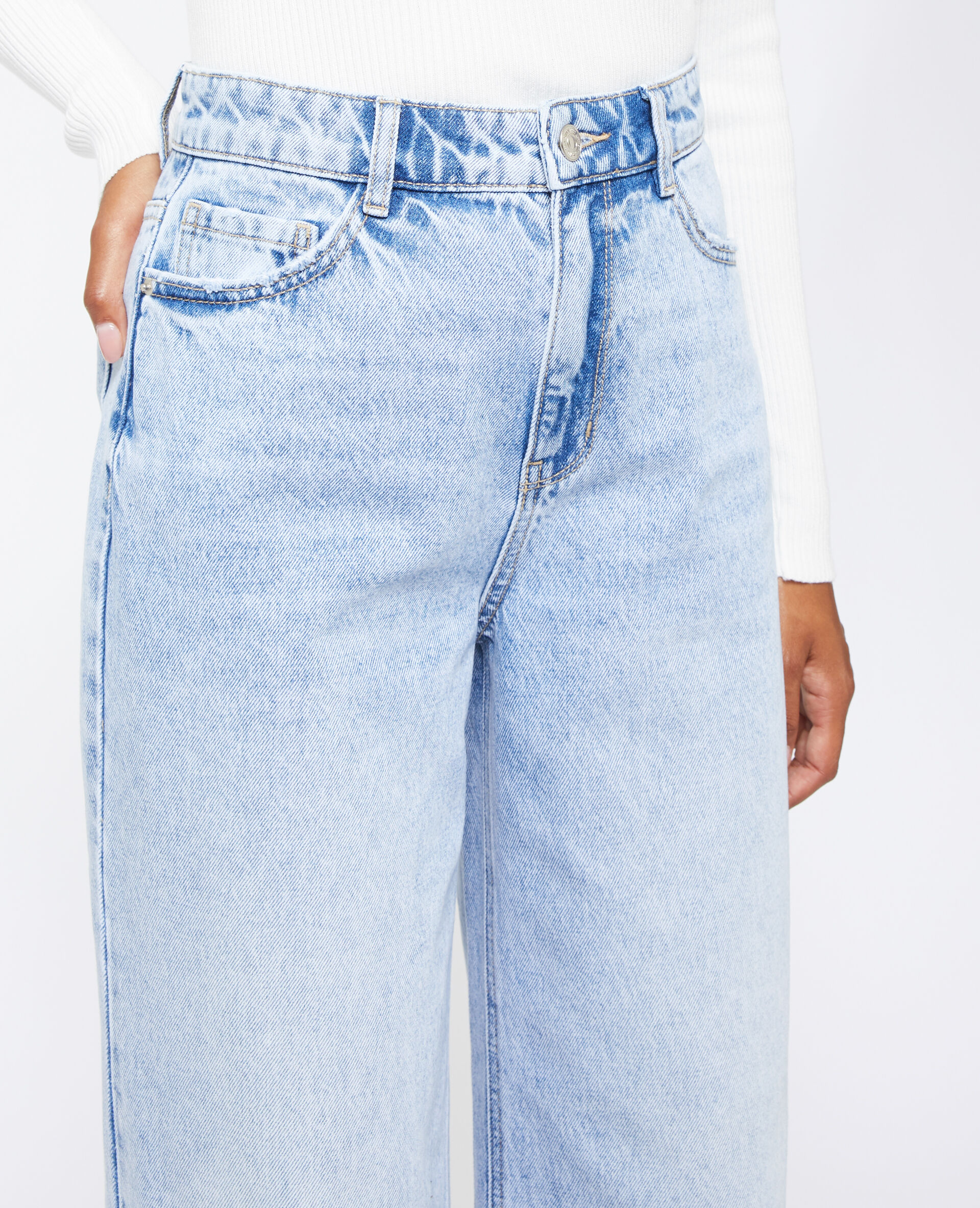 Jean wide taille haute - Bleu
