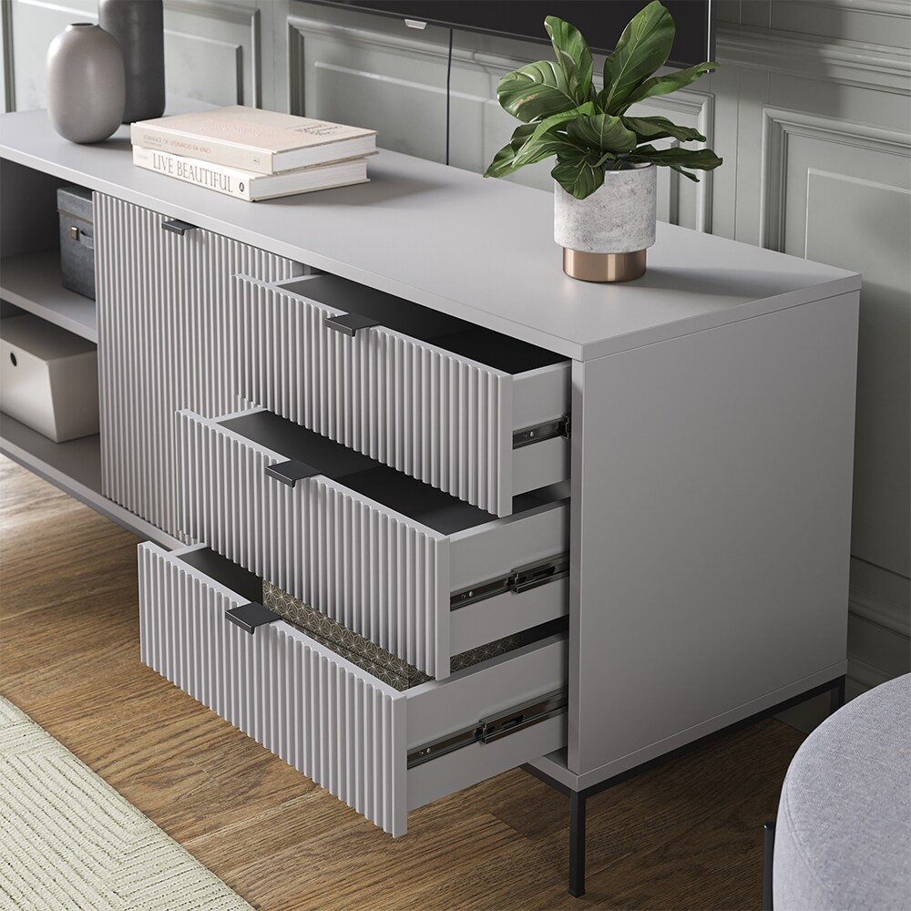Vicco TV-Lowboard Eliza, Grau 150 x 42 cm, Fernsehtisch, Wohnzimmer, modern