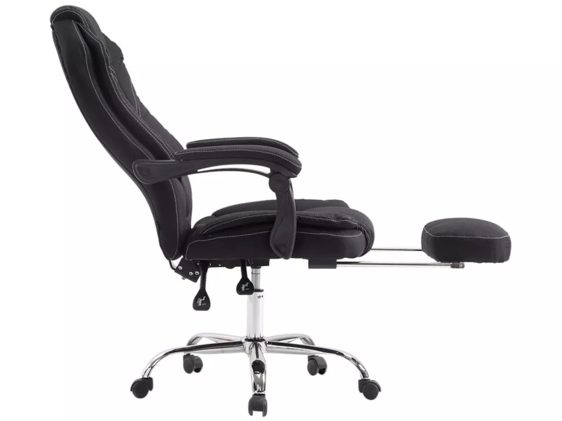 Chaise de bureau - Tissu & Métal chromé - Noir - Castle
