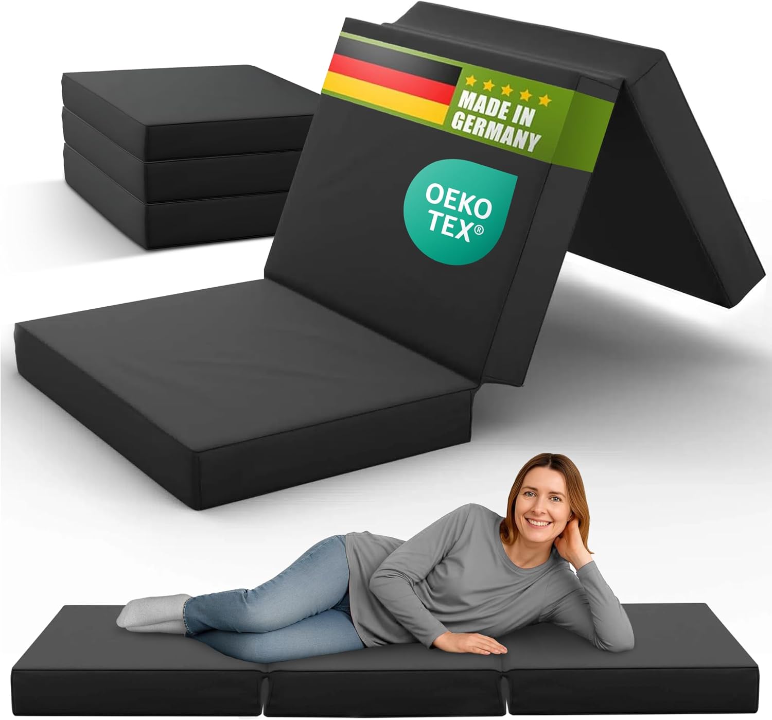 SHOGAZI® Faltmatratze 90x200 – Klappmatratze aus orthopädischem Kaltschaum | Gästematratze klappbar | Atmungsaktiver Baumwollbezug | Made in Germany