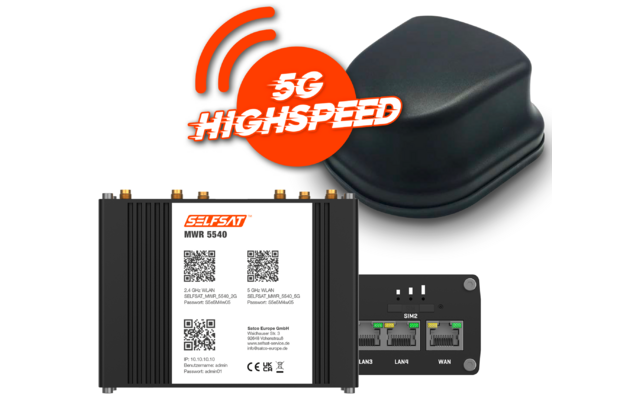 Selfsat 5G Cat 12 WLAN Router MWR 5540 inkl. 5G Antenne bis 2,6 Gbps