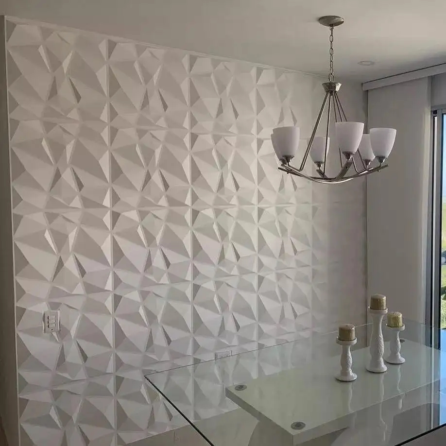 (30x30cm) 3D Wand Geometrie Panel Home Deko Wandverkleidung - Weiss