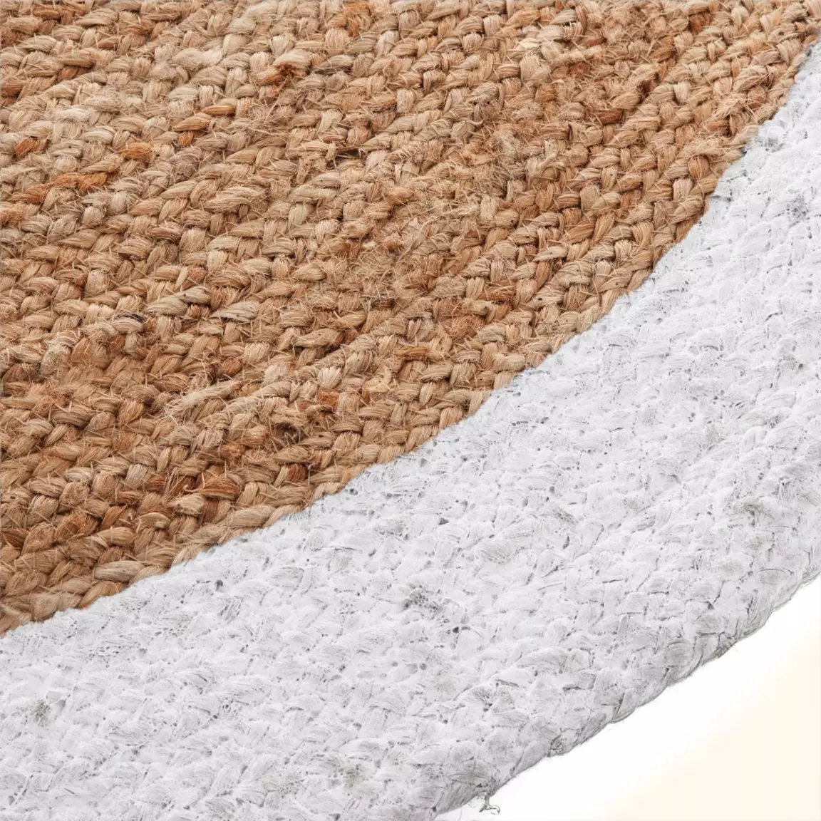 Tapis de salon jute rond (D120 cm) Bord Blanc