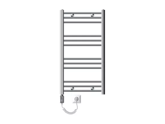 Radiateur de salle de bain électrique 300W, 500 x 800 mm, chrome, droit avec raccordement