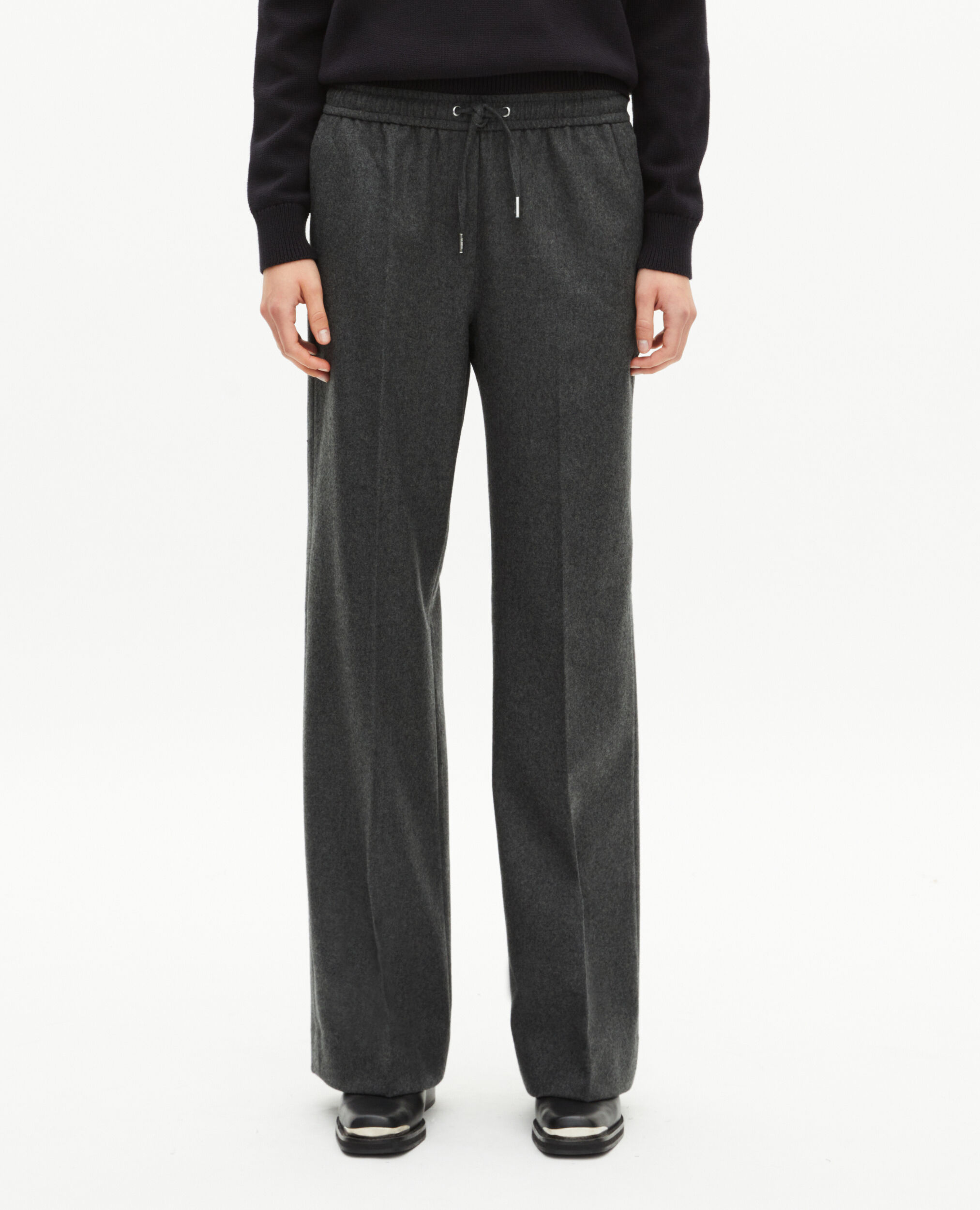 Pantalon large en flanelle gris foncé