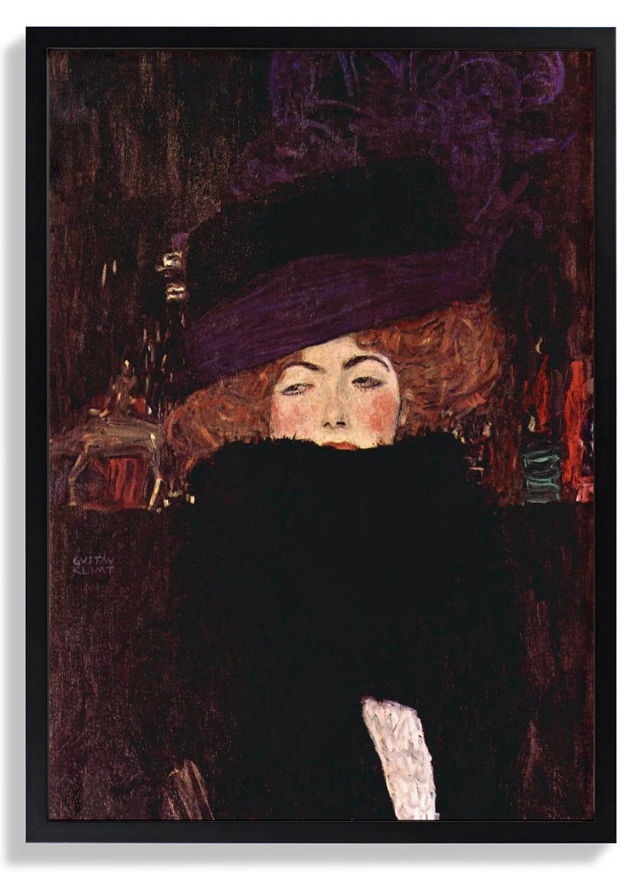 Dame mit Hut und Federboa von Gustav Klimt