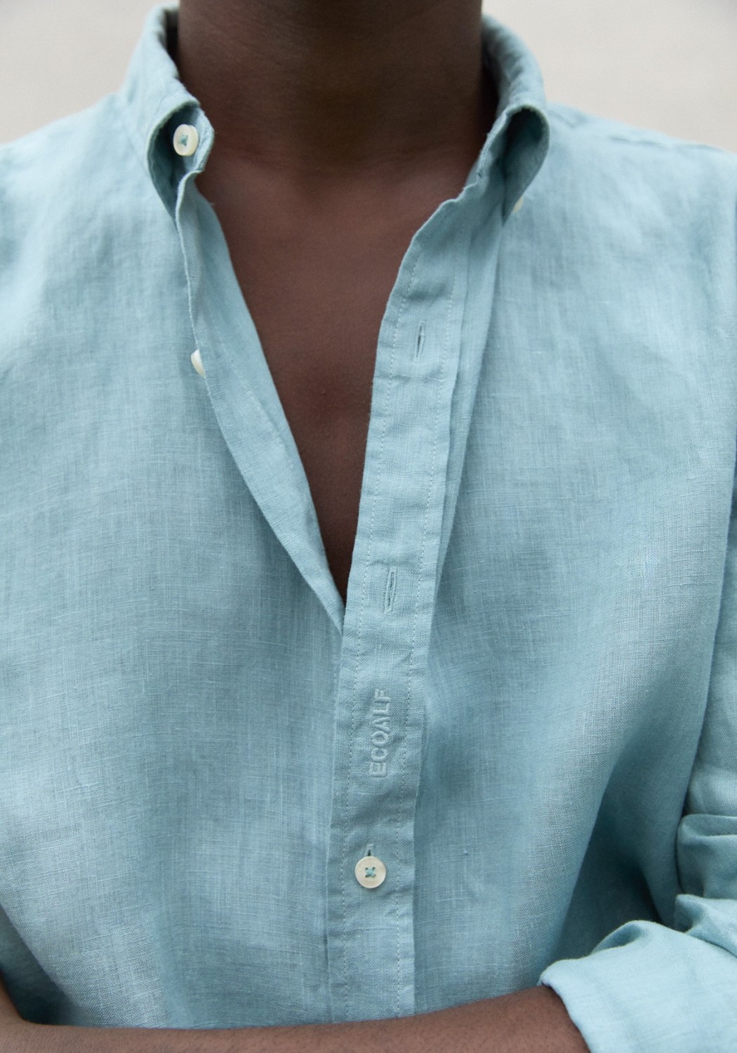 Ecoalf Leinenhemd Malibu Aqua Green